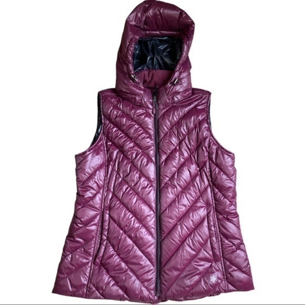 Tek Gear L sleeveless jacket zips hood & pockets